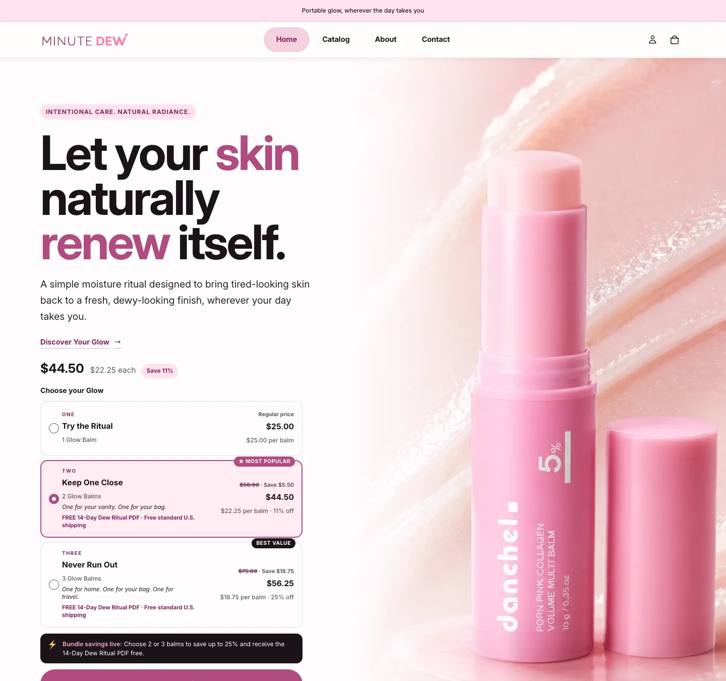 Website die Elev8Studio bouwde voor Minute Dew