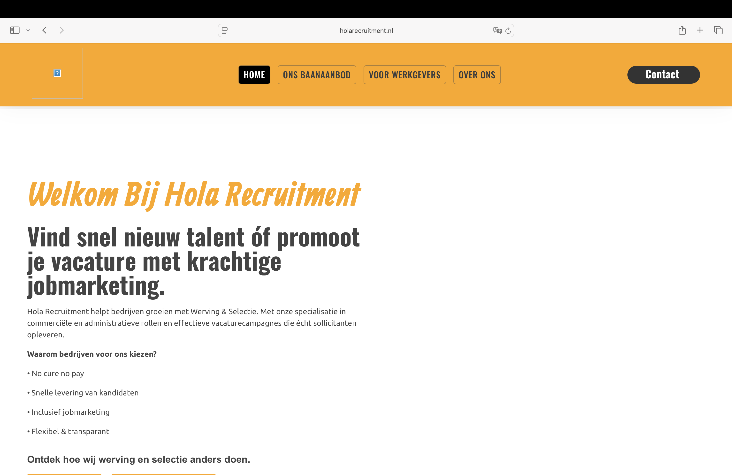 Oude Hola Recruitment website